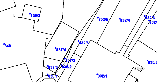 Parcela st. 832/6 v KÚ Měšice u Tábora, Katastrální mapa