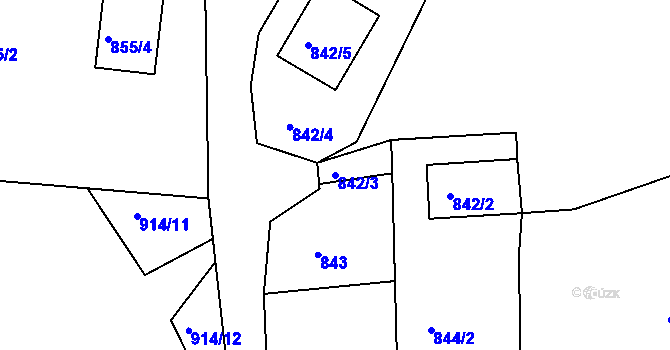 Parcela st. 842/3 v KÚ Měšice u Tábora, Katastrální mapa