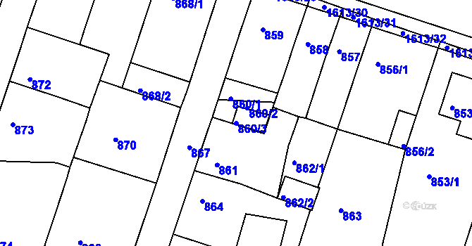 Parcela st. 860/3 v KÚ Měšice u Tábora, Katastrální mapa