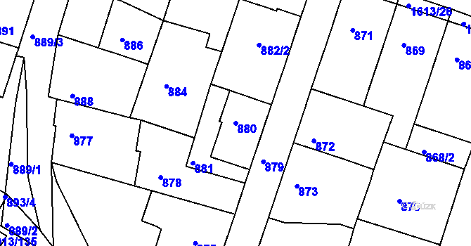 Parcela st. 880 v KÚ Měšice u Tábora, Katastrální mapa