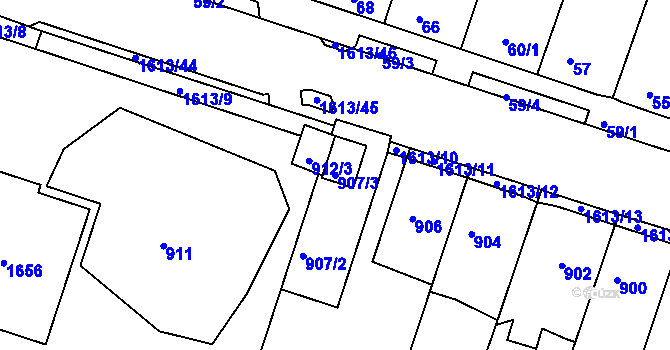 Parcela st. 907/3 v KÚ Měšice u Tábora, Katastrální mapa