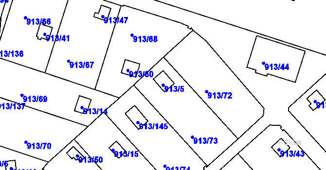 Parcela st. 913/5 v KÚ Měšice u Tábora, Katastrální mapa