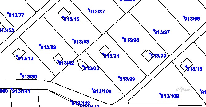Parcela st. 913/24 v KÚ Měšice u Tábora, Katastrální mapa