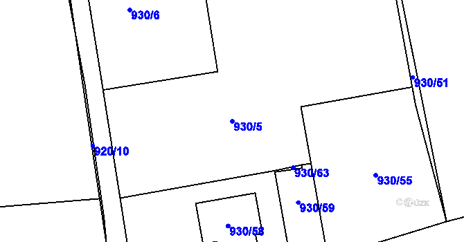 Parcela st. 930/5 v KÚ Měšice u Tábora, Katastrální mapa