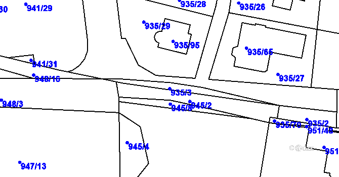 Parcela st. 935/3 v KÚ Měšice u Tábora, Katastrální mapa