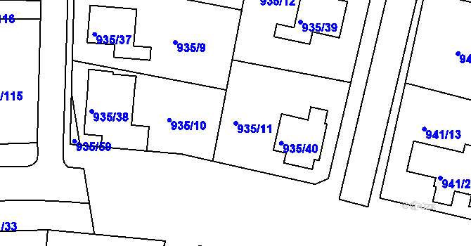 Parcela st. 935/11 v KÚ Měšice u Tábora, Katastrální mapa