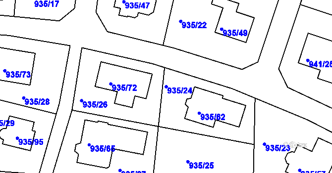Parcela st. 935/24 v KÚ Měšice u Tábora, Katastrální mapa