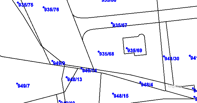 Parcela st. 935/68 v KÚ Měšice u Tábora, Katastrální mapa