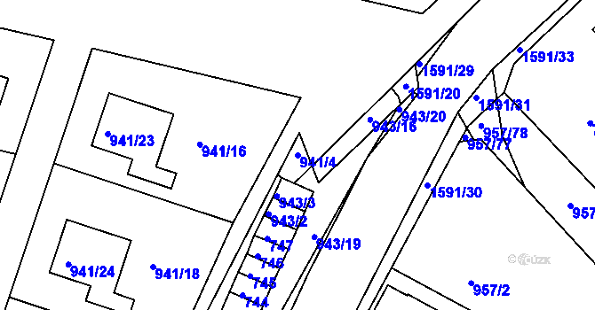 Parcela st. 941/4 v KÚ Měšice u Tábora, Katastrální mapa