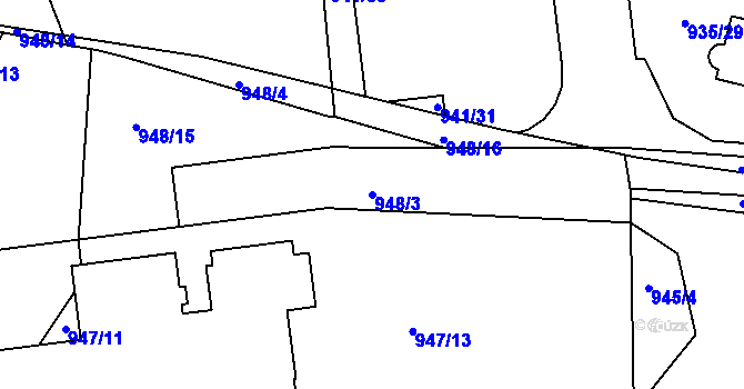 Parcela st. 948/3 v KÚ Měšice u Tábora, Katastrální mapa