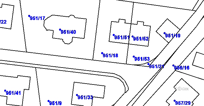 Parcela st. 951/18 v KÚ Měšice u Tábora, Katastrální mapa