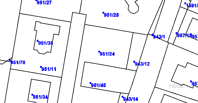 Parcela st. 951/24 v KÚ Měšice u Tábora, Katastrální mapa