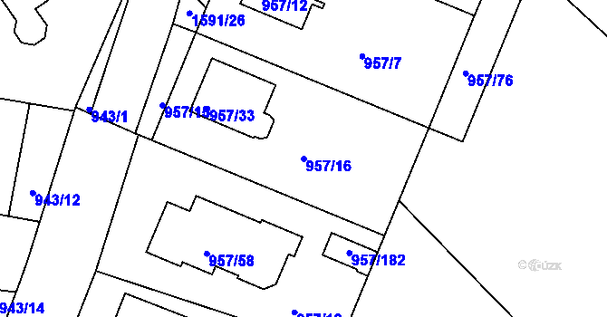 Parcela st. 957/16 v KÚ Měšice u Tábora, Katastrální mapa