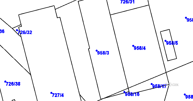 Parcela st. 958/3 v KÚ Měšice u Tábora, Katastrální mapa