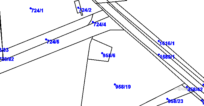 Parcela st. 958/6 v KÚ Měšice u Tábora, Katastrální mapa