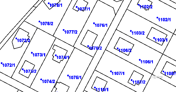 Parcela st. 1076/2 v KÚ Měšice u Tábora, Katastrální mapa