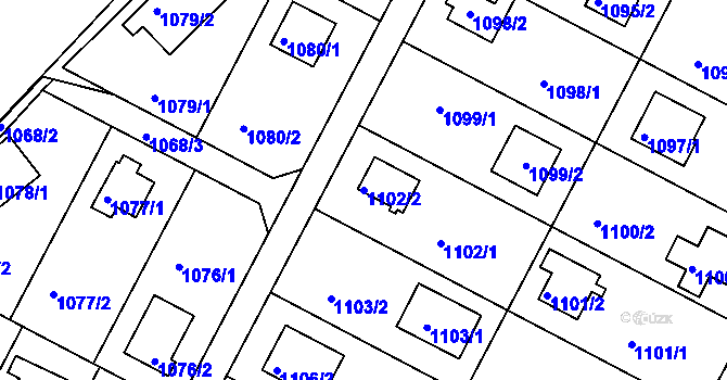 Parcela st. 1102/2 v KÚ Měšice u Tábora, Katastrální mapa
