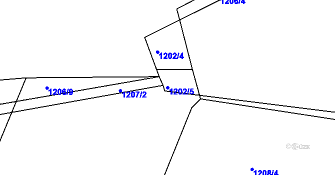 Parcela st. 1202/5 v KÚ Měšice u Tábora, Katastrální mapa