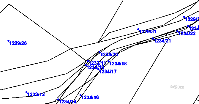 Parcela st. 1234/20 v KÚ Měšice u Tábora, Katastrální mapa