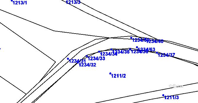 Parcela st. 1234/34 v KÚ Měšice u Tábora, Katastrální mapa