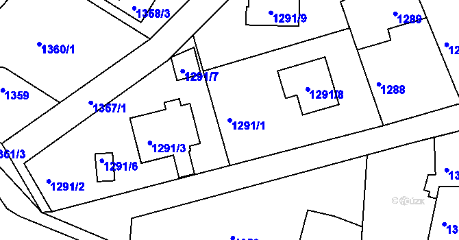 Parcela st. 1291/1 v KÚ Měšice u Tábora, Katastrální mapa