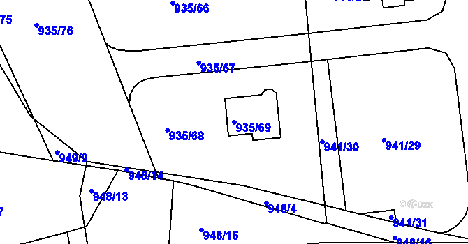 Parcela st. 935/69 v KÚ Měšice u Tábora, Katastrální mapa