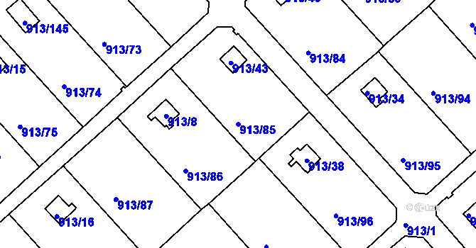 Parcela st. 913/85 v KÚ Měšice u Tábora, Katastrální mapa