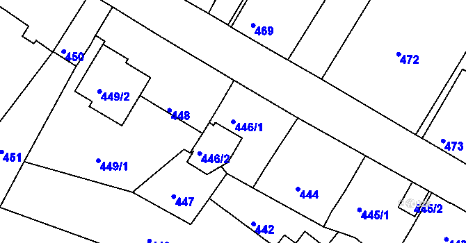 Parcela st. 446/1 v KÚ Měšice u Tábora, Katastrální mapa