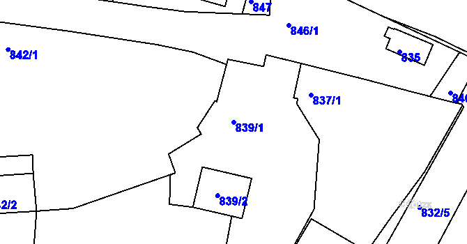 Parcela st. 839/1 v KÚ Měšice u Tábora, Katastrální mapa