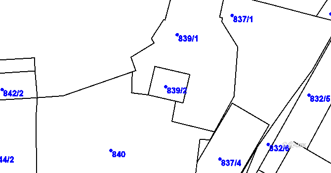 Parcela st. 839/2 v KÚ Měšice u Tábora, Katastrální mapa