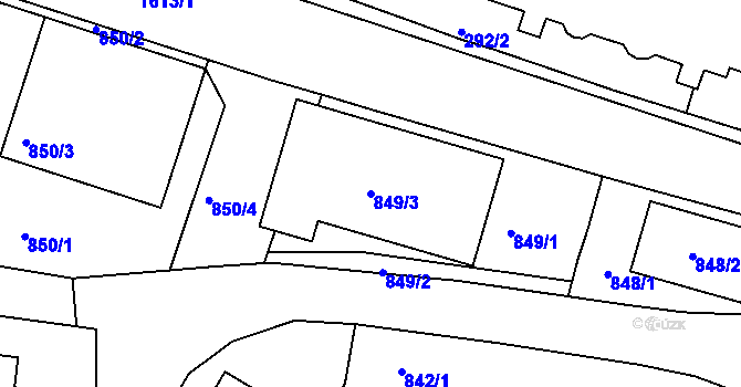 Parcela st. 849/3 v KÚ Měšice u Tábora, Katastrální mapa
