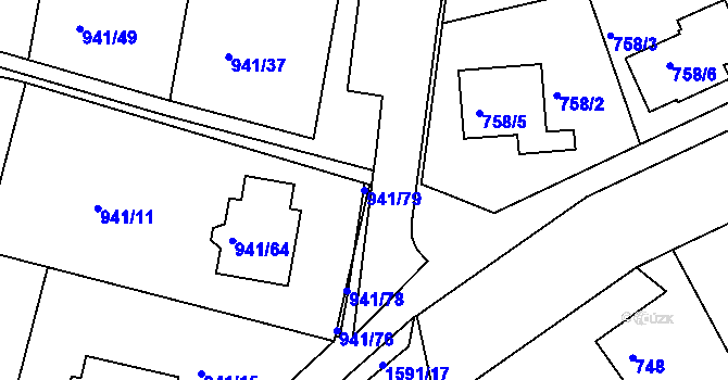 Parcela st. 941/79 v KÚ Měšice u Tábora, Katastrální mapa