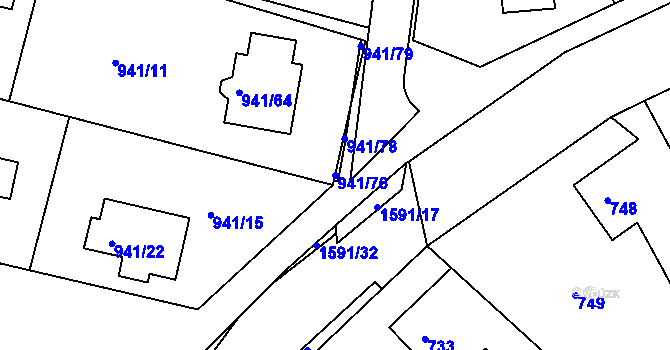 Parcela st. 941/76 v KÚ Měšice u Tábora, Katastrální mapa