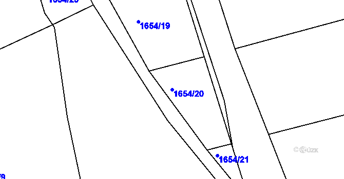 Parcela st. 1654/20 v KÚ Měšice u Tábora, Katastrální mapa