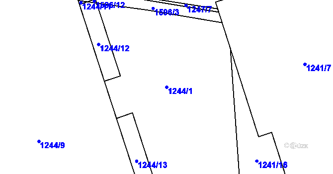 Parcela st. 1244/1 v KÚ Měšice u Tábora, Katastrální mapa