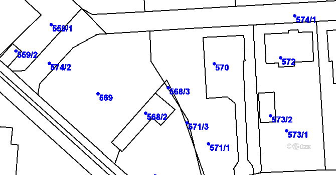 Parcela st. 568/3 v KÚ Měšice u Tábora, Katastrální mapa