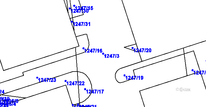 Parcela st. 1247/3 v KÚ Měšice u Tábora, Katastrální mapa