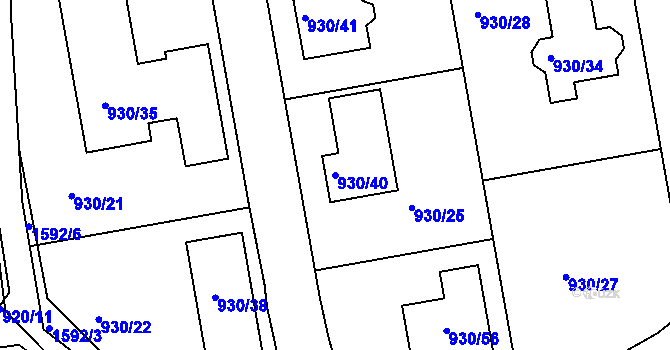 Parcela st. 930/40 v KÚ Měšice u Tábora, Katastrální mapa