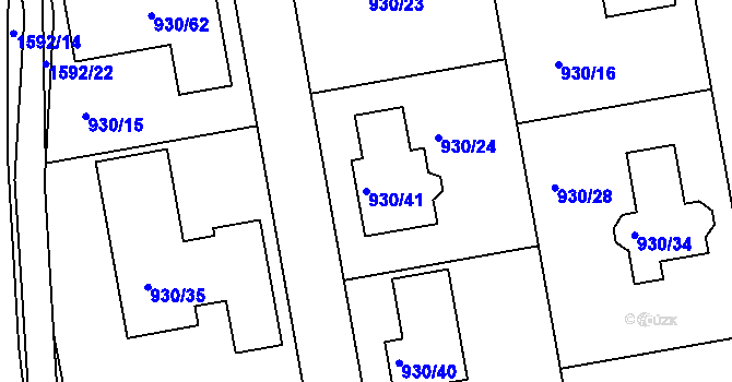 Parcela st. 930/41 v KÚ Měšice u Tábora, Katastrální mapa