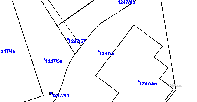 Parcela st. 1247/5 v KÚ Měšice u Tábora, Katastrální mapa