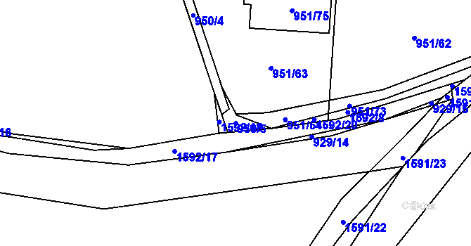 Parcela st. 950/5 v KÚ Měšice u Tábora, Katastrální mapa