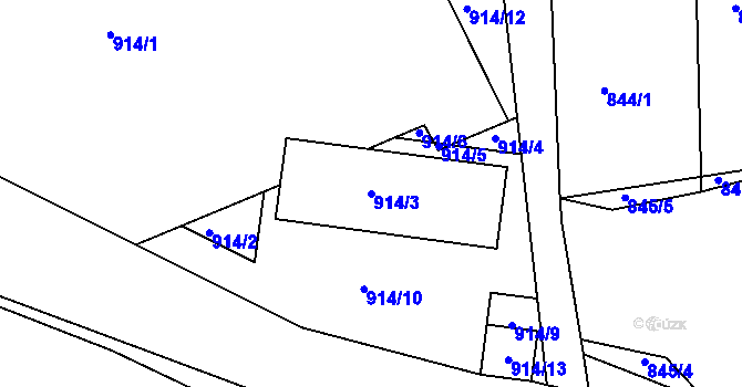 Parcela st. 914/3 v KÚ Měšice u Tábora, Katastrální mapa
