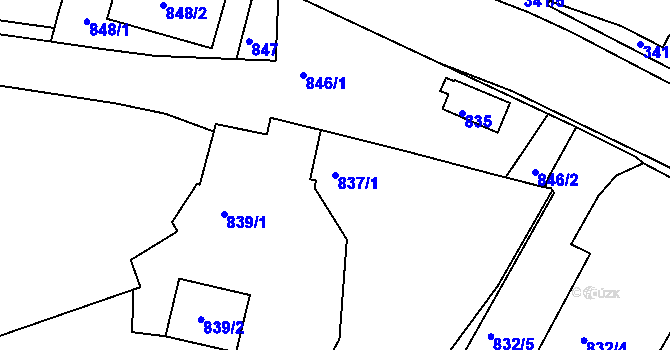 Parcela st. 837/1 v KÚ Měšice u Tábora, Katastrální mapa