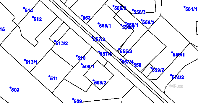 Parcela st. 557/3 v KÚ Měšice u Tábora, Katastrální mapa
