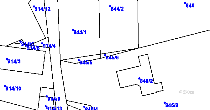 Parcela st. 845/6 v KÚ Měšice u Tábora, Katastrální mapa