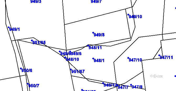 Parcela st. 948/11 v KÚ Měšice u Tábora, Katastrální mapa