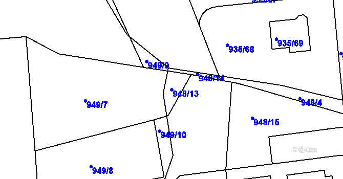 Parcela st. 948/13 v KÚ Měšice u Tábora, Katastrální mapa