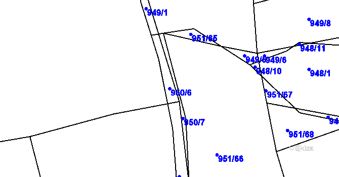 Parcela st. 950/6 v KÚ Měšice u Tábora, Katastrální mapa