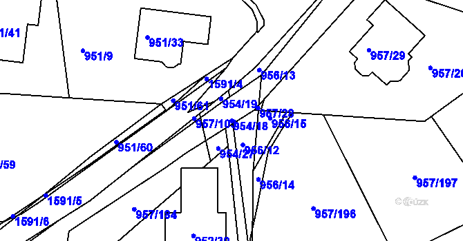 Parcela st. 954/18 v KÚ Měšice u Tábora, Katastrální mapa