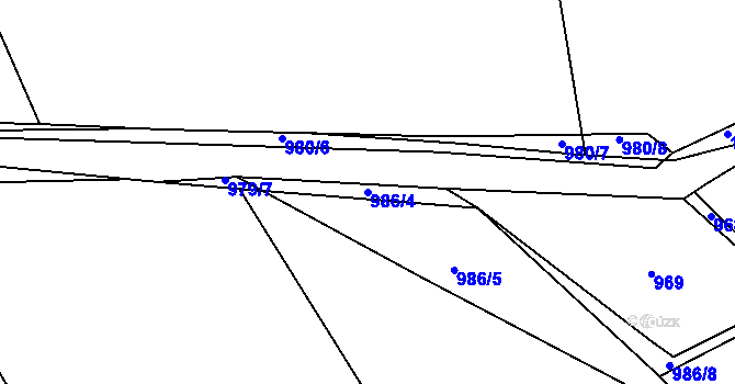 Parcela st. 986/4 v KÚ Měšice u Tábora, Katastrální mapa